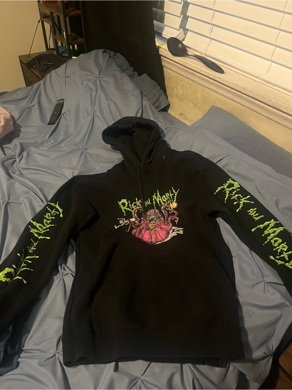 H&M Rick and Morty Black Graphic Print Pullover Hoodie
